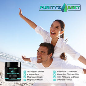 Vue de côté du flacon de Purity's Best Magnésium 300mg