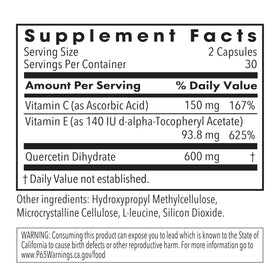 Vue de côté du flacon de Quercétine 300 mg