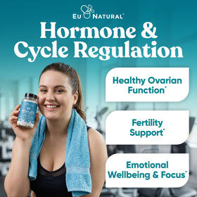Vue de côté du flacon de Regulate Cycle Support d'Eu Natural