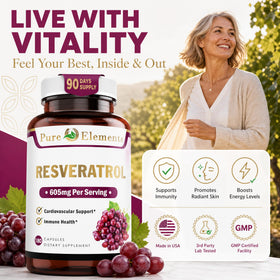 Vue de côté du flacon de Resveratrol 1450mg avec capsules visibles