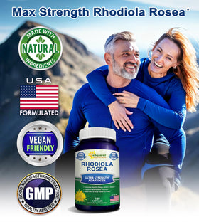 Vue de côté du flacon de Rhodiola Rosea 1000mg aSquared Nutrition