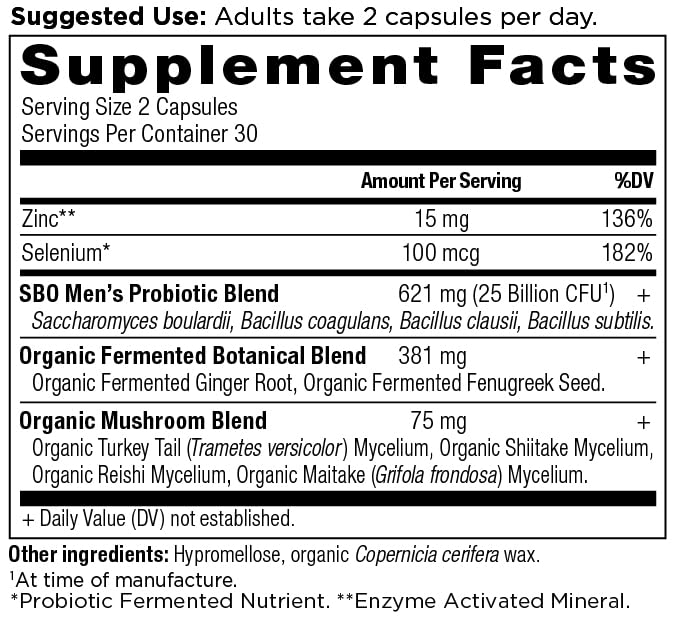 Vue de côté du flacon de SBO Probiotiques Hommes Ancient Nutrition
