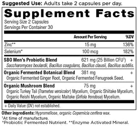 Vue de côté du flacon de SBO Probiotiques Hommes Ancient Nutrition