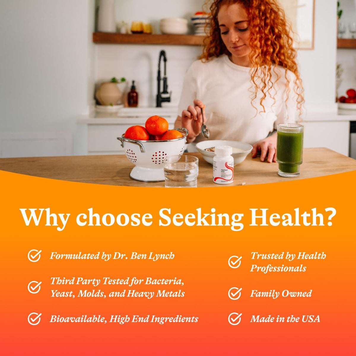 Vue de côté du flacon de Seeking Health