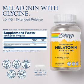 Vue de côté du flacon de SOLARAY Melatonin 10mg