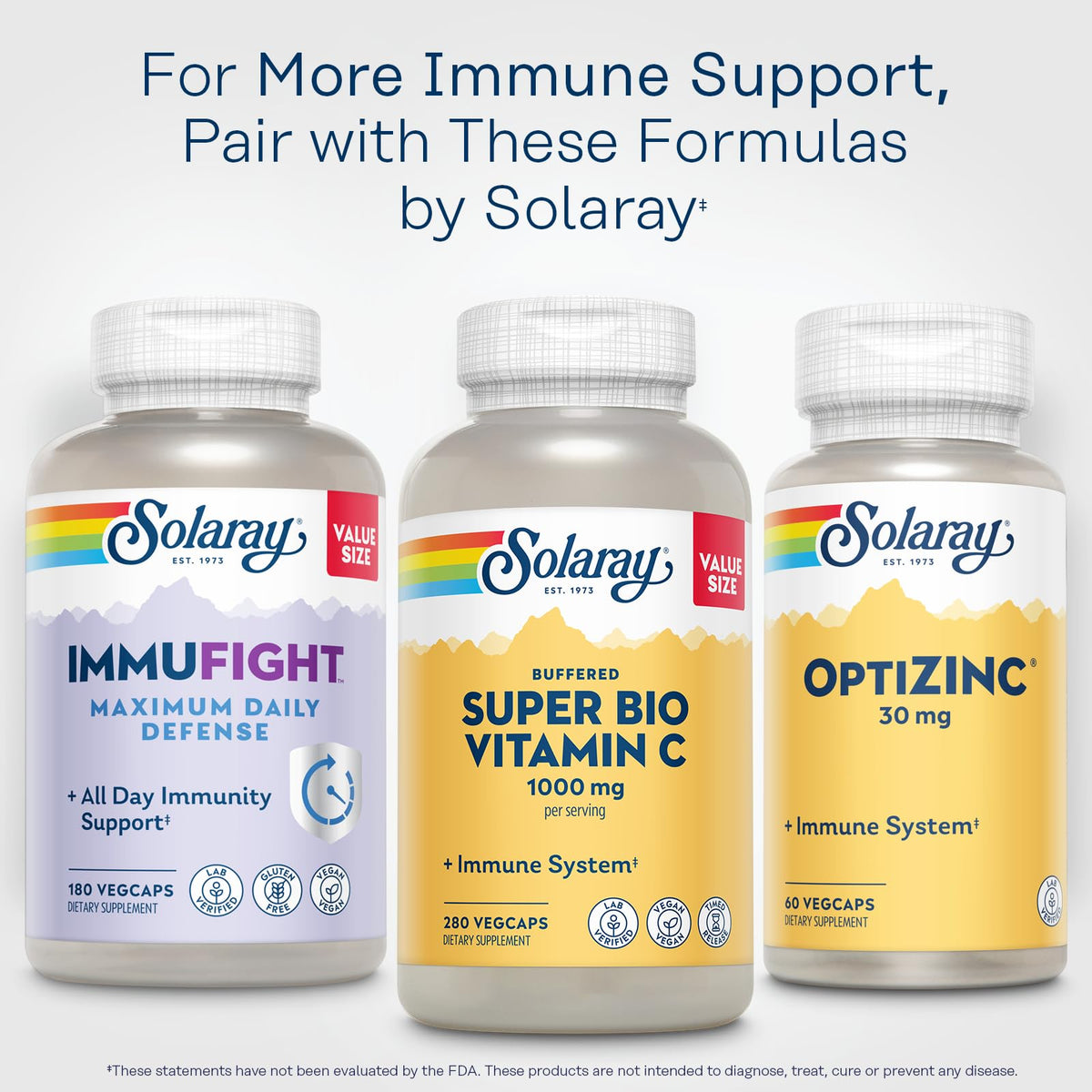 Vue de côté du flacon de SOLARAY Super Bio Vitamine C