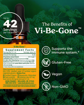 Vue de côté du flacon de Tincture Vi-Be-Gone d'Herb Pharm