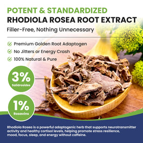 Vue de côté du flacon de Totaria Rhodiola Rosea
