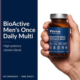 Vue de côté du flacon de Vthrive Multivitamines pour Hommes