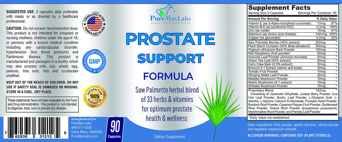 Vue de côté du flacon de YUMMYVITE Complément Alimentaire Prostate