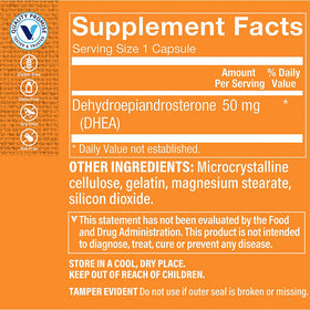 Vue de côté du flacon DHEA 50MG The Vitamin Shoppe