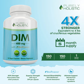Vue de côté du flacon DIM 400 mg Purely Holistic