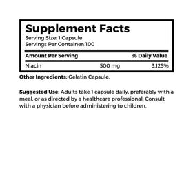 Vue de côté du flacon Dr Clark Niacin 500 mg