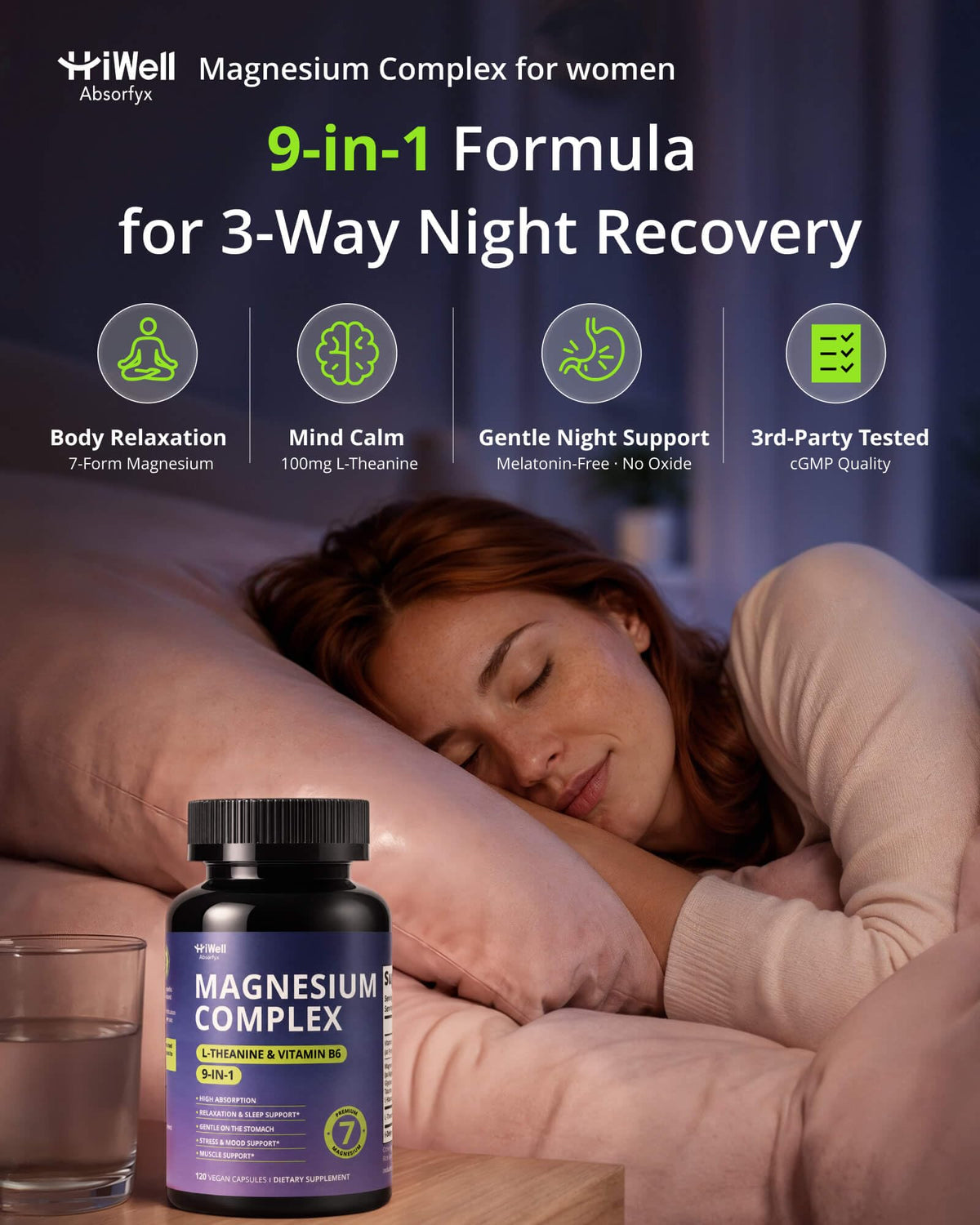 Vue de côté du flacon HiWell Absorfyx avec capsules