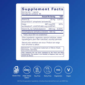Vue de côté du flacon Homocysteine Factors 60 capsules