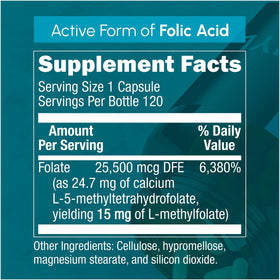 Vue de côté du flacon L-Méthylfolate 15mg de Zenavea