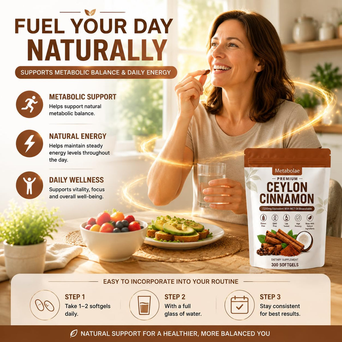 Vue de côté du flacon Lumine Organics Ceylon Cinnamon