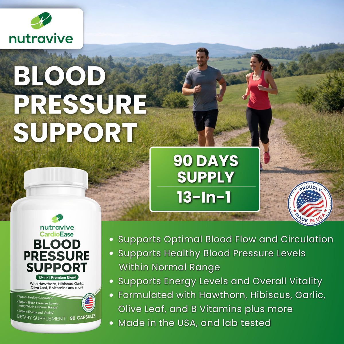 Vue de côté du flacon Nutravive avec dosage des capsules