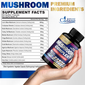 Vue de côté du flacon Organic Cadane avec capsules