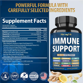 Vue de côté du flacon StrongVit avec capsules