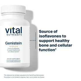 Vue de côté du flacon Vital Nutrients Genistein