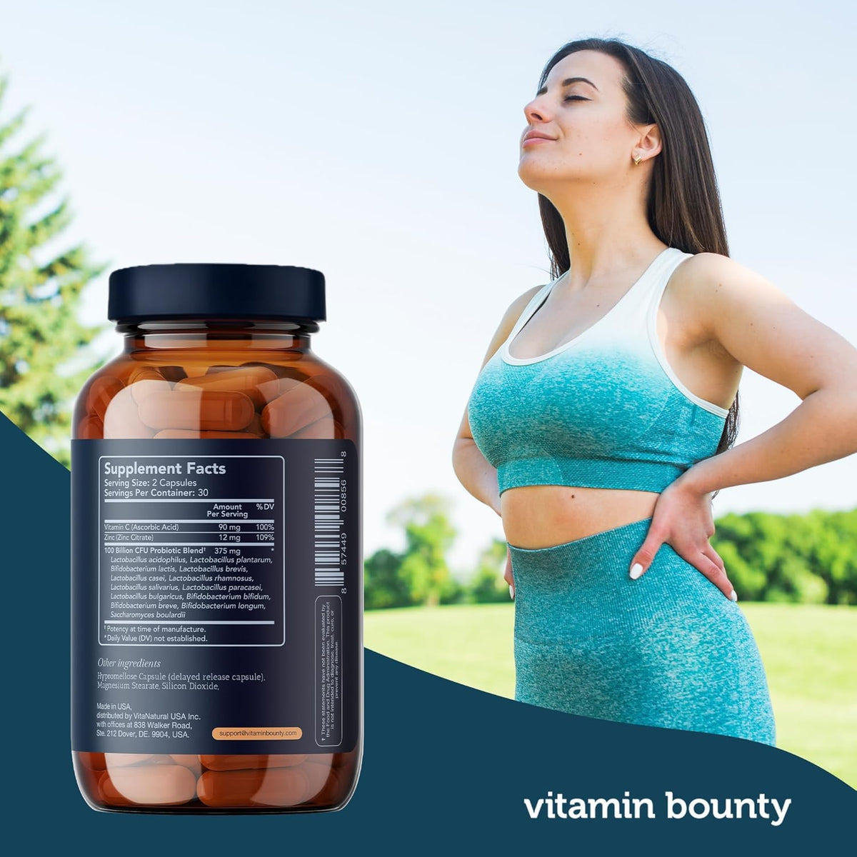 Vue de côté du flacon Vitamin Bounty Pro-100