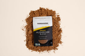 Vue de côté du mélange de cinq champignons Terrasoul Superfoods 168g