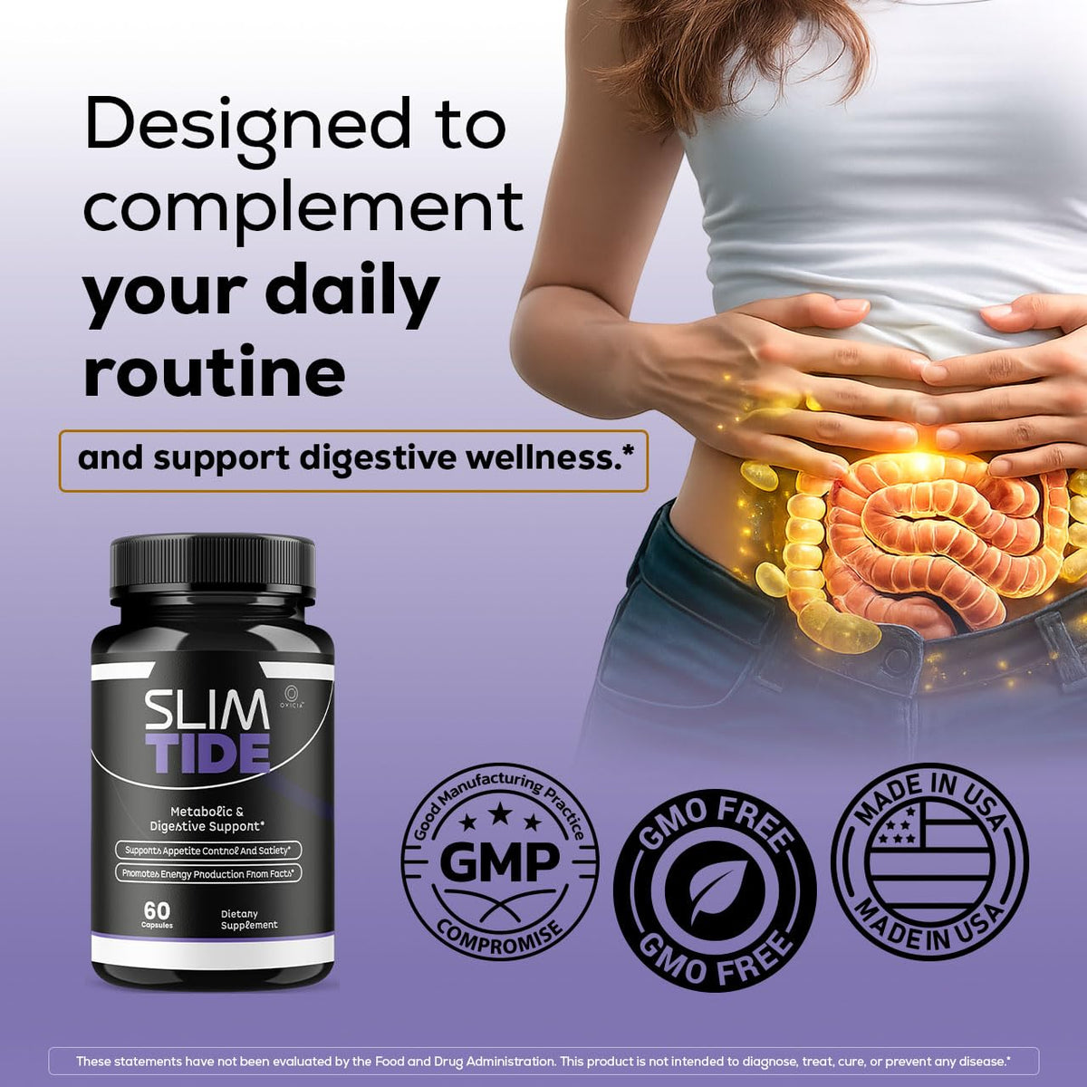 Vue de côté du pot de Capsules Slimtide