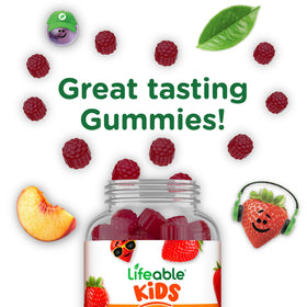 Vue de côté du pot de gummies au sureau Lifeable