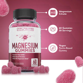 Vue de côté du pot de gummies de citrate de magnésium