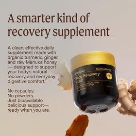 Vue de côté du pot de miel de Manuka 225g