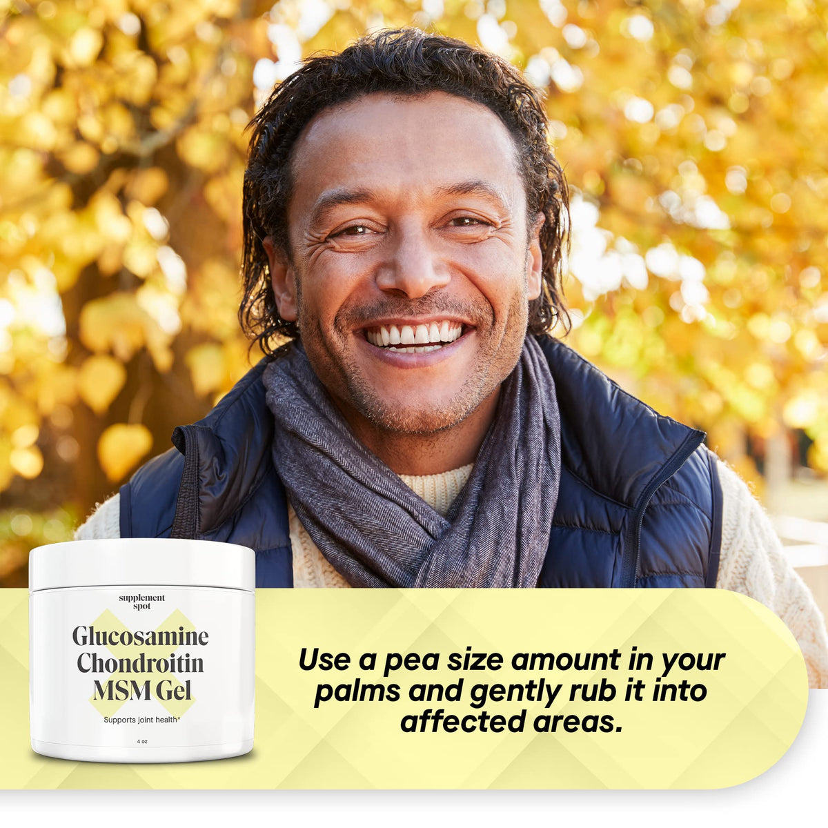 Vue de derrière du gel articulatoire glucosamine chondroïtine MSM