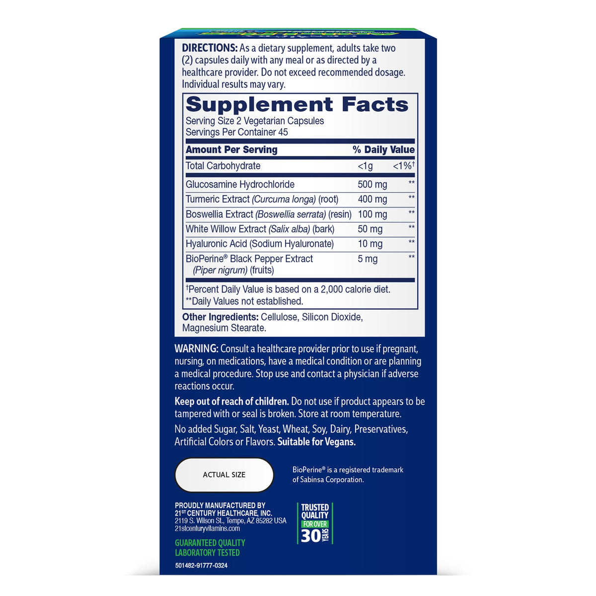 Vue de dessous des capsules Arthri-Flex + Curcuma