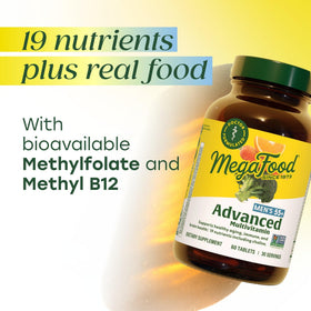 Vue de dessus de la boîte de MegaFood Multivitamine Avancée pour Hommes 55+