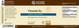 Vue de dessus de la boîte de Nature's Sunshine Vitamine D3