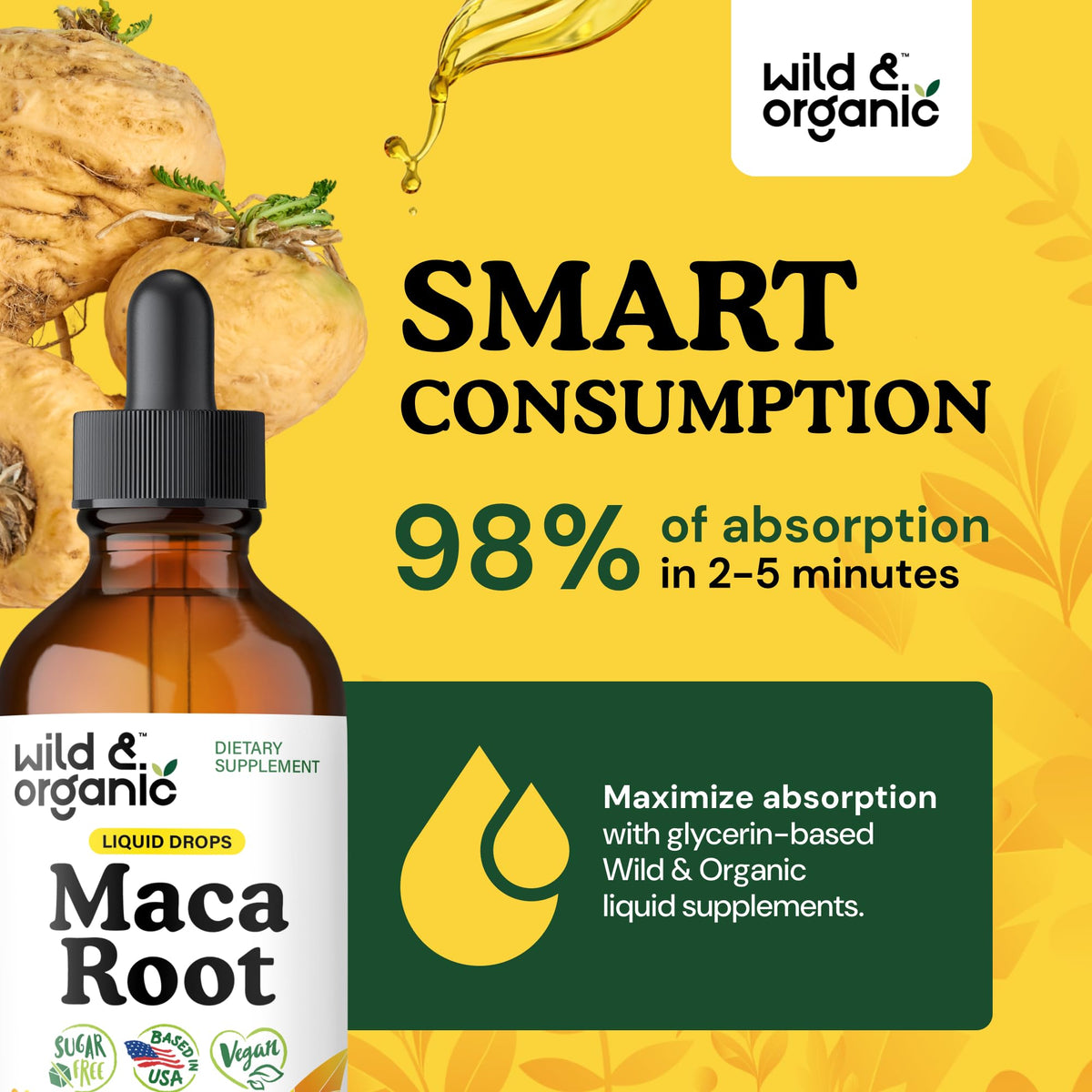 Vue de dessus de Wild & Organic Maca Root Liquide 4oz