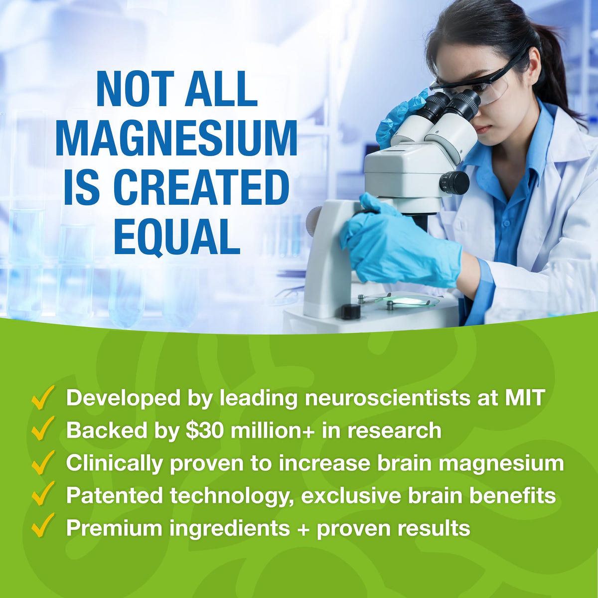 Vue de dessus des capsules de Magnésium L-Thréonate Magtein