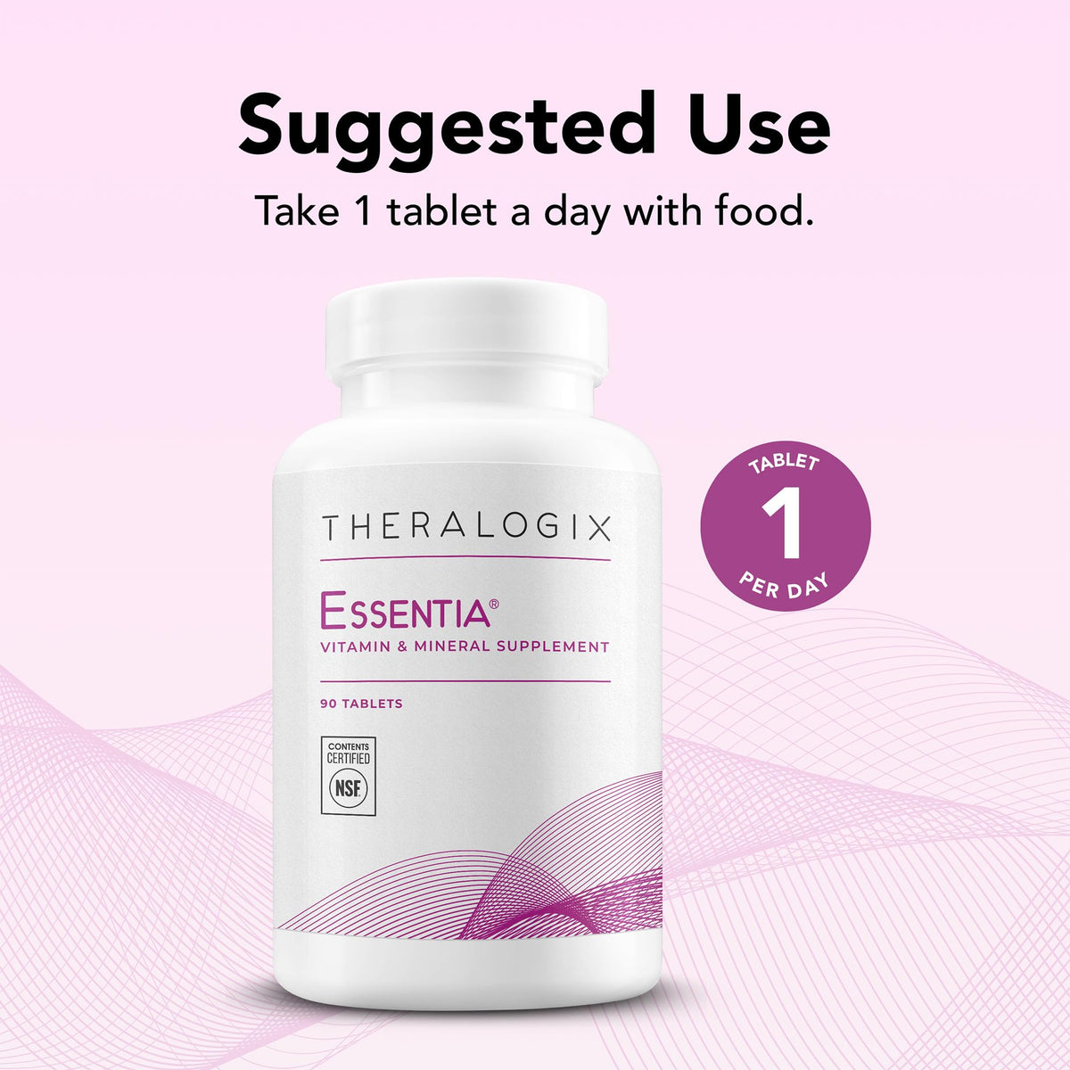 Vue de dessus des capsules de Theralogix Essentia Multivitamine Femme