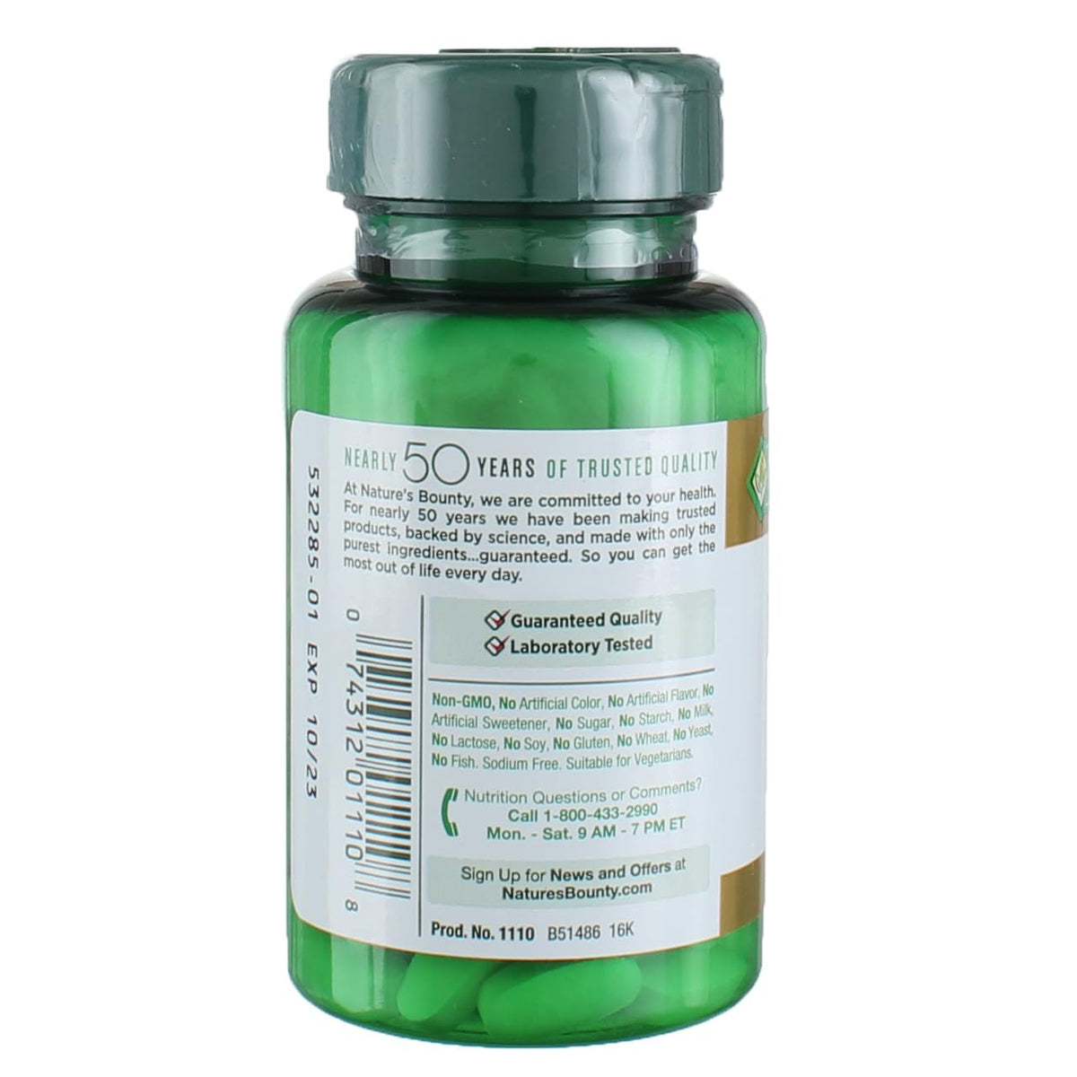 Vue de dessus des comprimés de Gluconate de Potassium Nature's Bounty