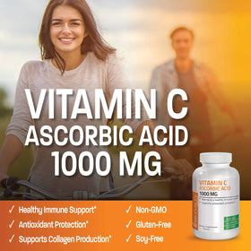 Vue de dessus du flacon de Bronson Vitamine C 1000mg