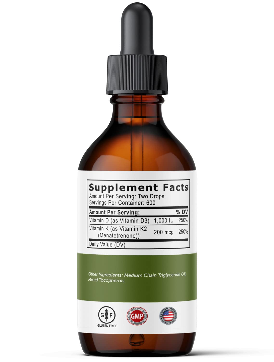 Vue de dessus du flacon de vitamine D et K2 Ultra6 Nutrition