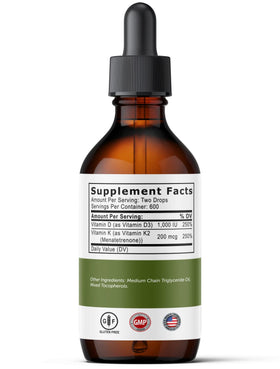 Vue de dessus du flacon de vitamine D et K2 Ultra6 Nutrition