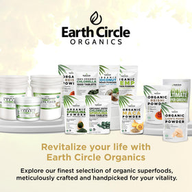 Vue de dos de l'emballage de la poudre de maca jaune Earth Circle Organics