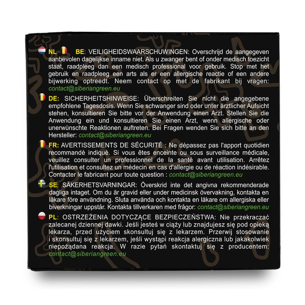 Vue de dos de la boîte de résine de shilajit