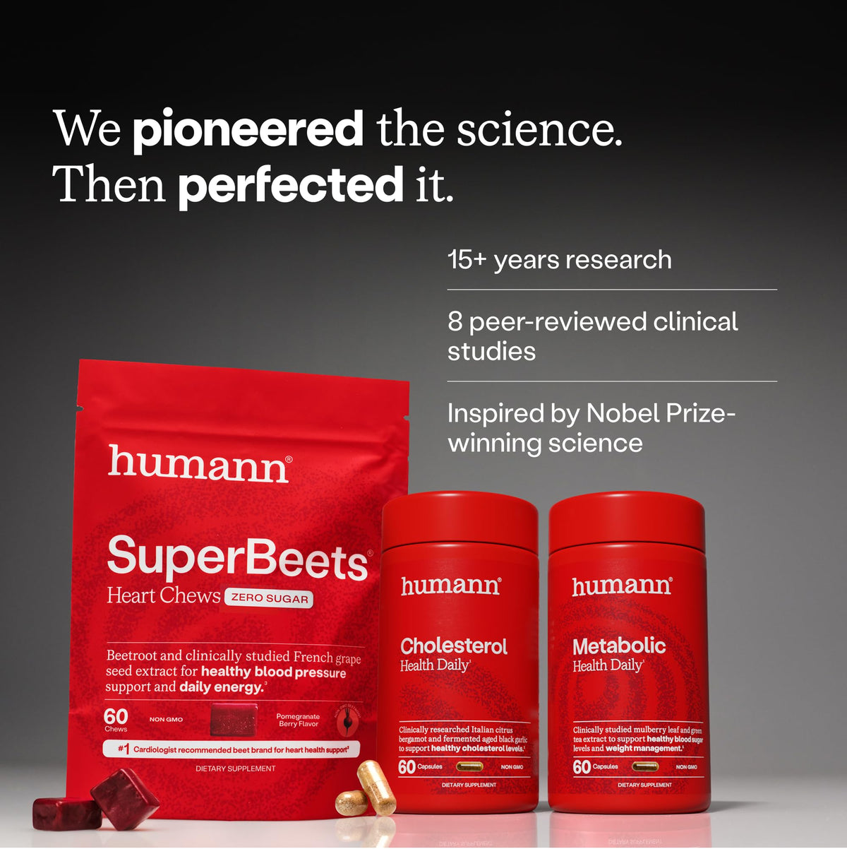 Vue de dos de la bouteille de SuperBeets Gummies HumanN