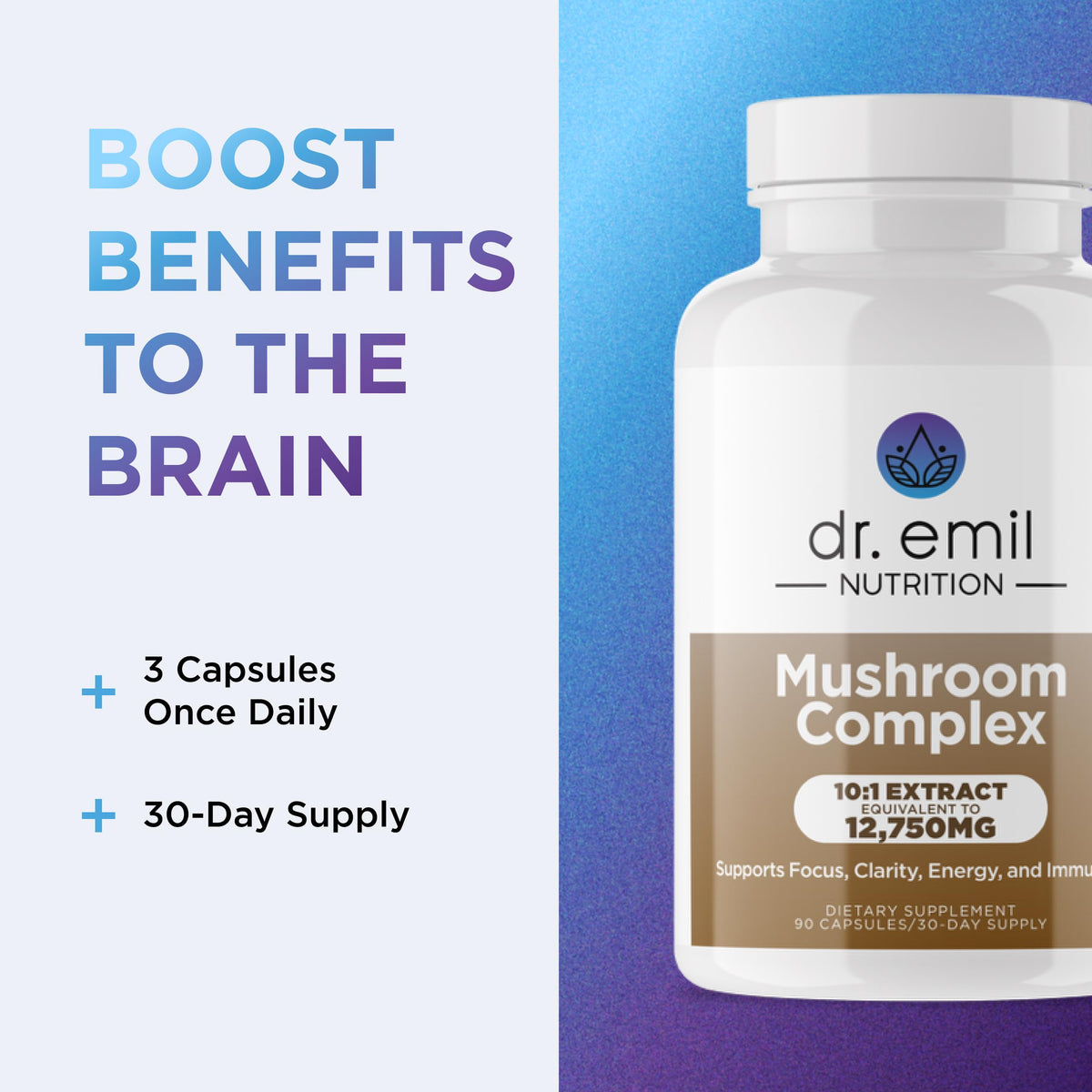 Vue de dos du Complexe de Champignons DR. EMIL NUTRITION
