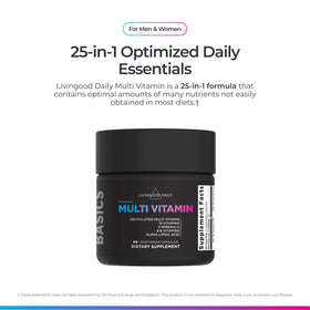 Vue de dos du flacon de multivitamine Livingood Daily