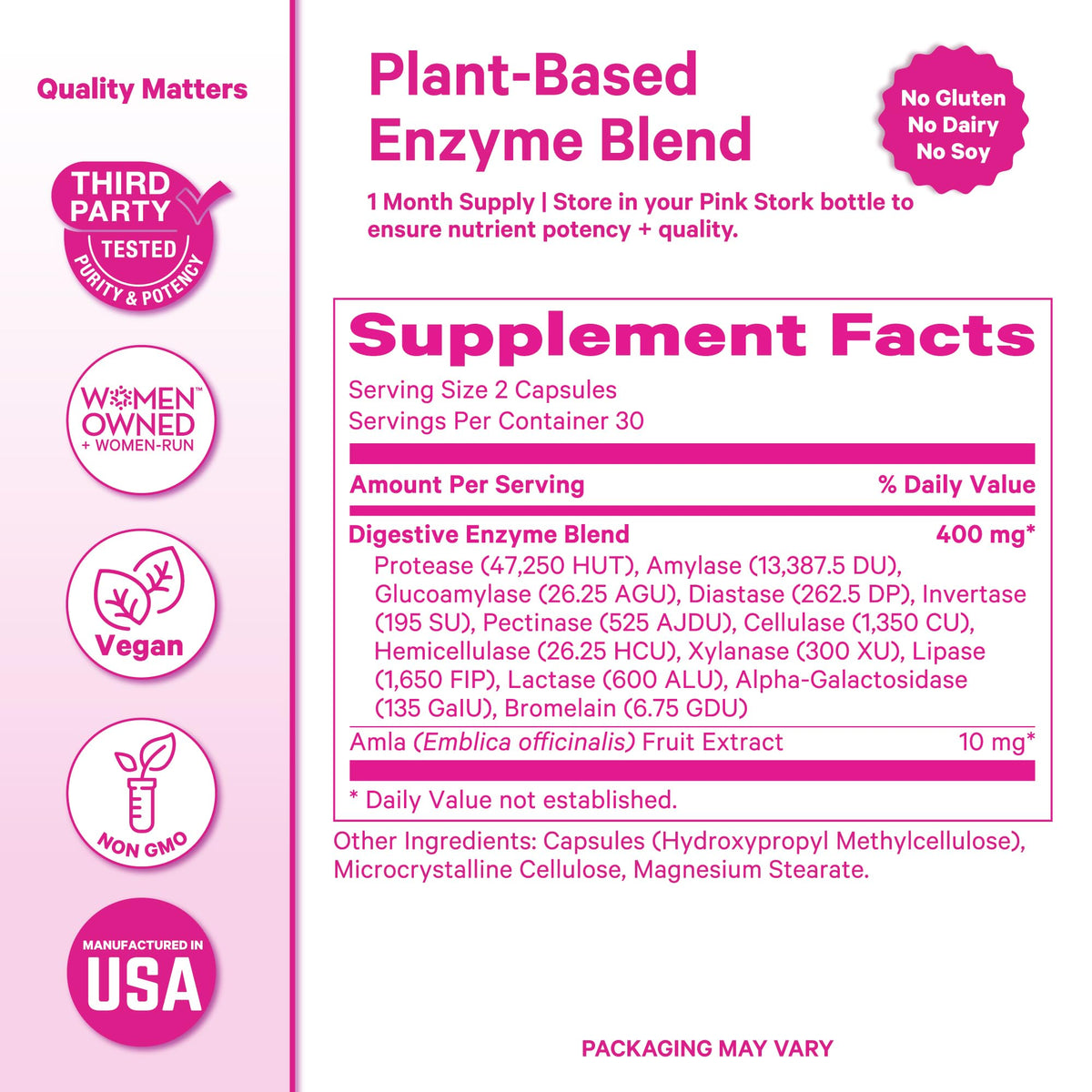 Vue de dos du flacon Pink Stork multi-enzymes