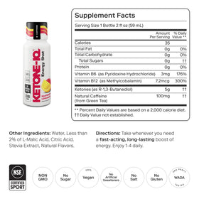 Vue de face d'un shot Ketone-IQ avec caféine