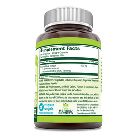 Vue de face de la capsule végétale Herbal Secrets Extrait d'Écorce d'Arjuna 500 mg